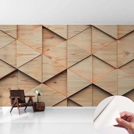 Tapete adhésive moderne pour salon et chambre à coucher Décoration rapide avec colle Mosaïque en bois 416x254 cm (1/5)