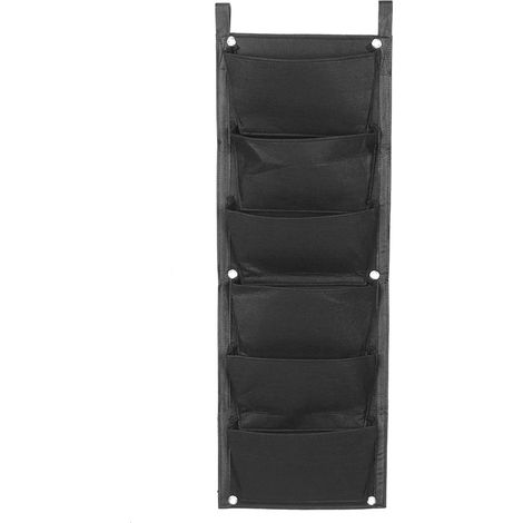 Vertikaler Pflanzsack mit 6 Fächern, Wandmontierter Blumentopf für den Garten, Schwarz (1/5)
