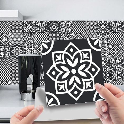 24 pezzi di carta da parati effetto mattone retrò con piastrelle colorate per decorazione domestica, autoadesiva, impermeabile, fai da te, per bar e ristoranti, 15×15 cm (1/4)
