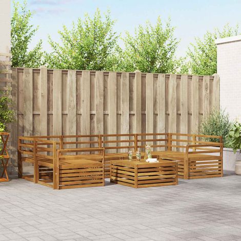 vidaXL Outdoor-Sofagarnitur 7 pcs Natur Massivholz Akazie (1/5)