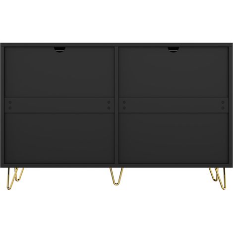 Madia moderna a 6 cassetti con maniglie dorate e gambe alte, 120 x 40 x 77 cm (1/5)