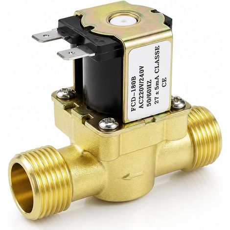 G1/2" AC 220V Brass Solenoid Valve, Electric Solenoid Valve, Normally Closed Solenoid Valve for Water Control (1/5)