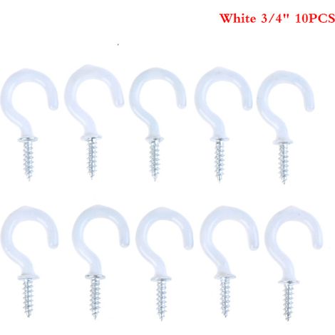 Lot de 10 supports à tasses avec poignée, crochets robustes à visser au plafond, blanc, taille M (1/5)