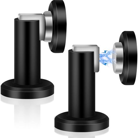 Lot de 2 butées de porte magnétiques en acier inoxydable Noir (1/5)