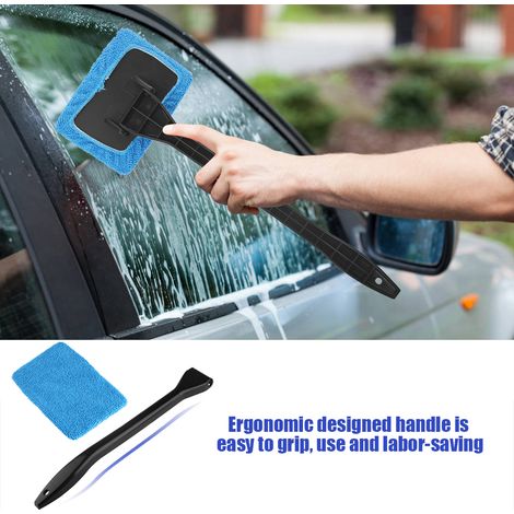 Brosse de nettoyage pare-brise voiture, outil anti-poussière et saleté pour vitres auto, bleu clair, légère et pratique (1/5)