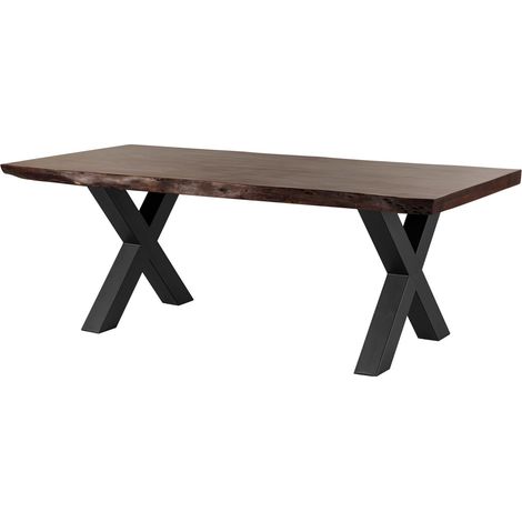 Tavolo da pranzo in legno acacia - laccato marrone / ferro X - antracite mat 220x100x77 FREEFORM 5