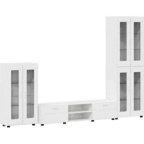 Maison Exclusive - Set mobile TV FLORIN 3 pcs Bianco Lucido Legno multistrato