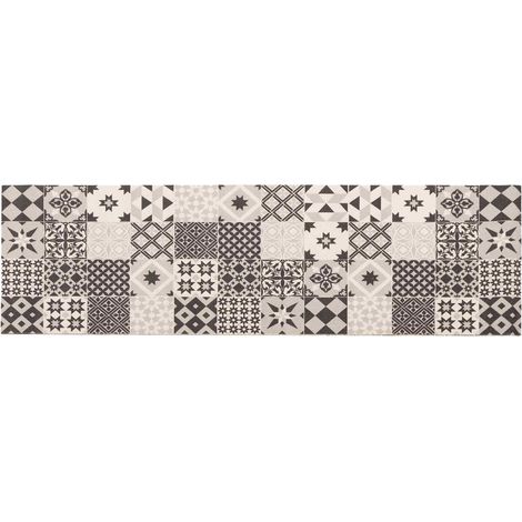 Tapis de Cuisine Mosaïque grise 150 x 45 cm 100% Polyamide vidaXL