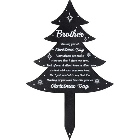 Décorations de Noël pour cimetière - Plaque commémorative en métal pour frère, piquet de condoléances pour sapin de Noël (1/5)