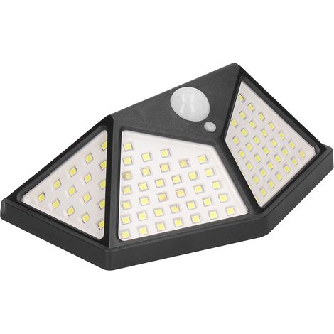 Applique murale solaire à 100 LED avec détection de présence, éclairage à 270° sur quatre côtés, étanche IPX65 pour une utilisation extérieure, idéale pour la maison, la cour, le jardin ou les allées. (1/5)