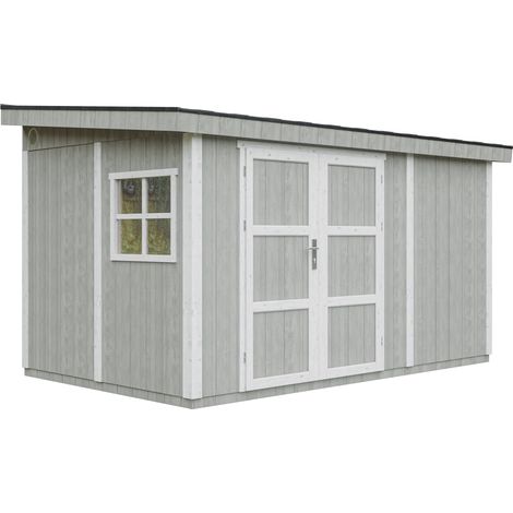 Casetta da giardino di qualità premium 8,68 m² - H231x248x412 cm - Timbela M939-TUNDRA GREY (1/5)