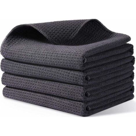 Toallas de cocina , 73 x 34 cm, microfibra extra gruesa y superabsorbente, para la limpieza del hogar, diseño de piña, juego de 4, color gris