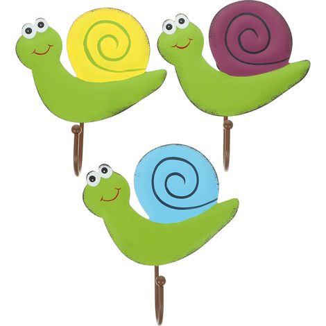 Lot de 3 patères décoratives en fer en forme d escargot pour