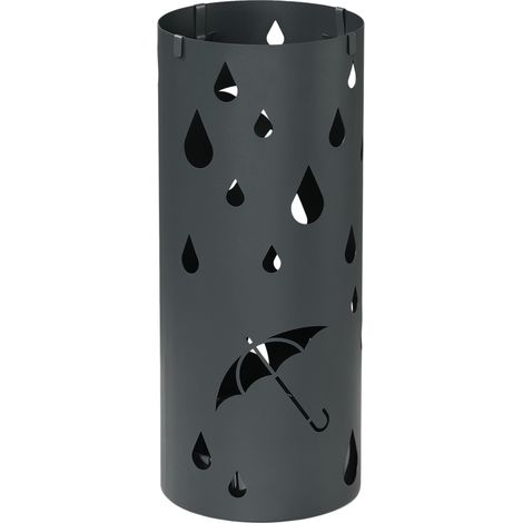 Porte-parapluie en acier, forme colonne, plateau de base amovible, Ø 17 x 41 cm (H), gris (1/5)