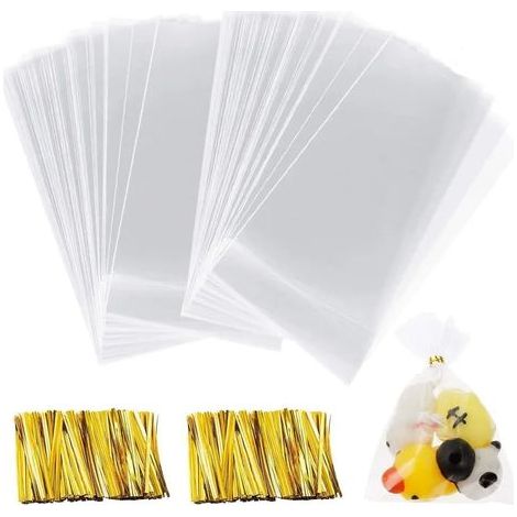 HONORNIC - 200 sachets transparents en cellophane, sachets OPP transparents de 10 x 15 cm pour chocolats et bonbons. (1/5)