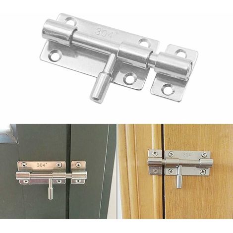 Générique Verrou de box ou targette porte-cadenas 304 Acier Inoxydable-Cadenas à Verrou Loquet Targette de portail coulissant Verrou de toilettes (1/5)