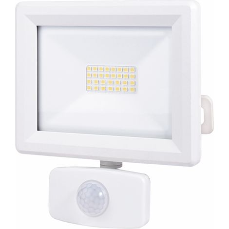 Projecteur LED Blanc 20W, 1880 lumens,IP65, 4000K Blanc-neutre, détecteur de mouvement 3 réglages, connecteur rapide, fixation orientable 3D - Tibelec (1/5)