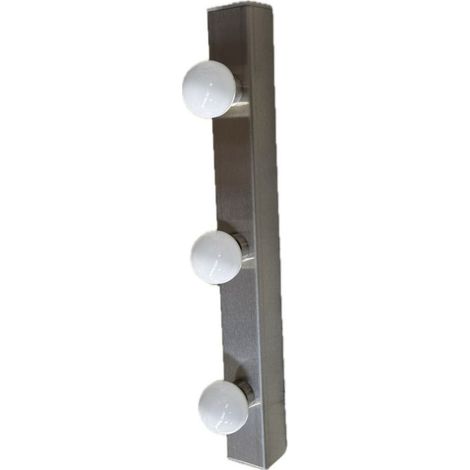 Reglette LED 3x5W métal chromé 400mm lampes E14 .3000K 230V pour miroir SDB ou coiffeuse sans inter STARLET TRAJECTOIRE 480800