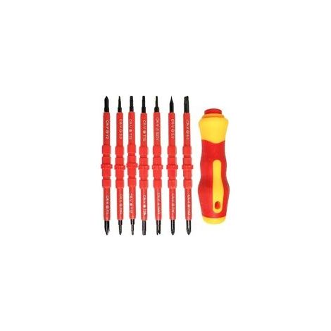 Ensemble de tournevis électrique isolé 7pcs multifonctionnel 14 en 1 kit d'outils de réparation d'électricien en alliage interchangeable