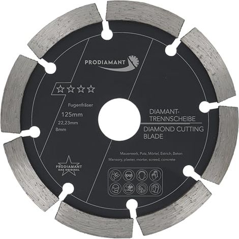 Fraise à joints Ø 125 mm x 22,23 mm – largeur 8 mm, disque de fraisage diamanté pour mortier, béton, maçonnerie et enduit, segment 10 mm, pour meuleuses d'angle (1/5)