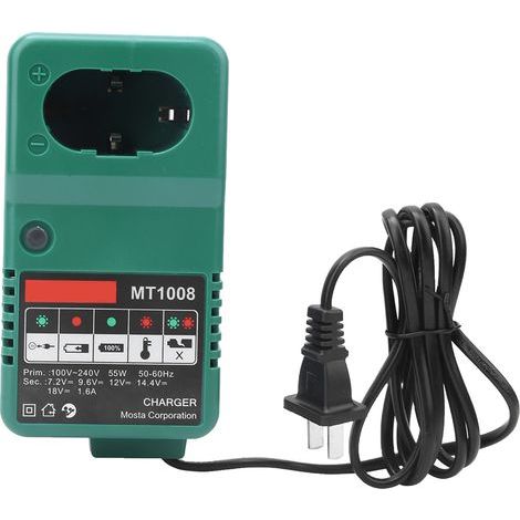 Chargeur universel pour perceuse électrique MT1008 - 7.2/9.6/12/14.4/18V - Prise US 110-240V (1/5)