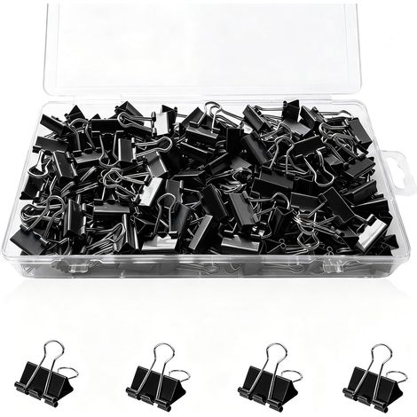 148 petites pinces à reliure noires, mini-trombones de 19 mm (1/5)