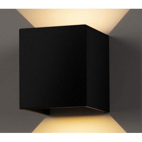 Applique LED Lampada Parete 20W Cubo Nero Doppia Luce Calda Muro Interno Esteno (1/5)