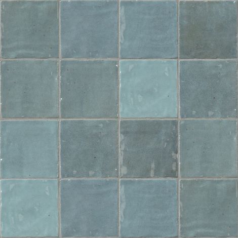 Carrelage effet Zellige Bleu Mer 10x10x0,85 cm Brillant Orisel - Mur intérieur (vendu par carton de 0,6 m²) - RO'MA CARRELAGE