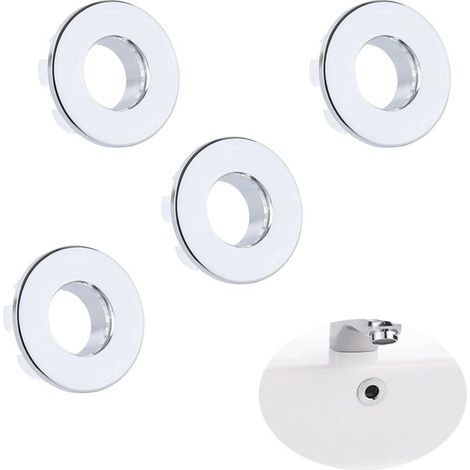4 Pcs Trou Rond De Trop-Plein Couvercle De Trop-Plein pour éViers Anneaux De DéBordement Couvercle De Trop-Plein De Lavabo DéBordement D'éVier Anneau D'éVier pour Lavabo Salle De Bain éVier (1/4)