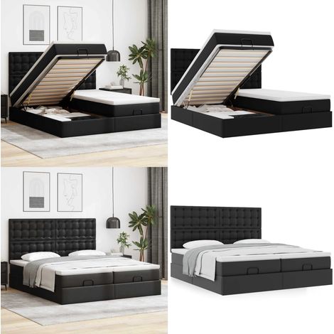 vidaXL Ottoman-Bett mit Matratzen Schwarz 160x200 cm Kunstleder (1/5)