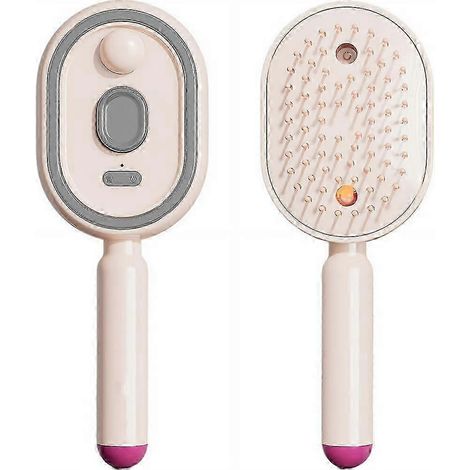 Brosse lissante vapeur 2 en 1 avec peigne brumisateur, antistatique et anti-frisottis, pour un usage quotidien (rose) (1/5)