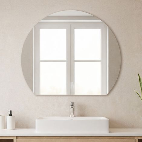 Specchio bagno a mezzaluna 100 cm a filo lucido con installazione a parete (1/5)