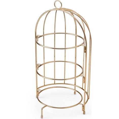 Artesà 3 tier afternoon tea cake copper bird cage stand, ideal for sandwiches, cakes or appertisers, 22 x 42cm