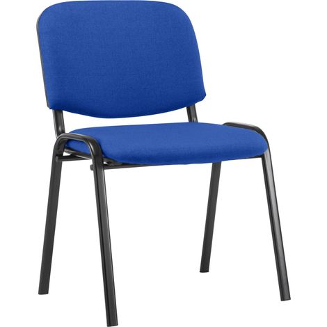 Silla de visitas apilable para zona de espera tela azul base de 4 patas de metal negro 100008301