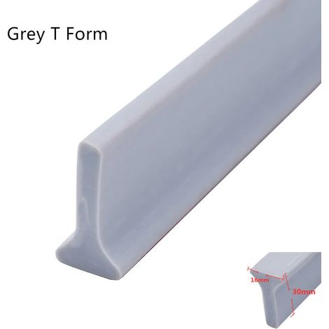 (Grey T Form-about 250cm) Water Shower Dam Bathroom Water Stopper Silicone Retaining Strip Flood Barrier Dry And Wet Separation Blocker (1/4)