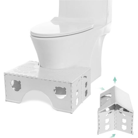 Sgabello pieghevole per WC, sedia da bagno sana da 18 cm con piedini antiscivolo, uno strumento utile per alleviare la stitichezza, sgabello per WC facile da riporre. (1/4)
