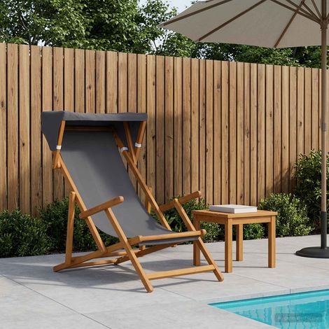vidaXL Silla de terraza 3 Posición Madera de Eucalipto Maciza Gris (1/5)