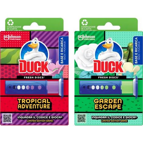 DUCK FRESH DISC WC BASE E RICARICA DA 6 PZ GARDEN E TROPICAL ASSORTITO