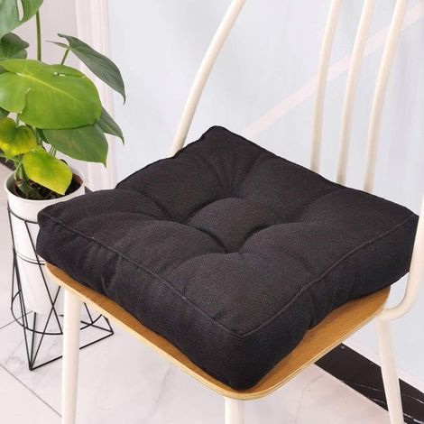 Coussin de chaise 45 x 45 x 10 cm – Noir – Coton – Intérieur et extérieur – Salle à manger (1/5)