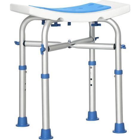 Duschhocker/Duschstuhl – gepolsterter und verstellbarer Sitz, rutschfeste Saugfüße, blaues Aluminium (1/5)