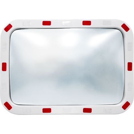 Ecd Germany – Miroir de circulation convexe 40 x 60 cm – en plastique ABS – réflecteurs blancs et rouges – installation rapide sur poteaux ronds