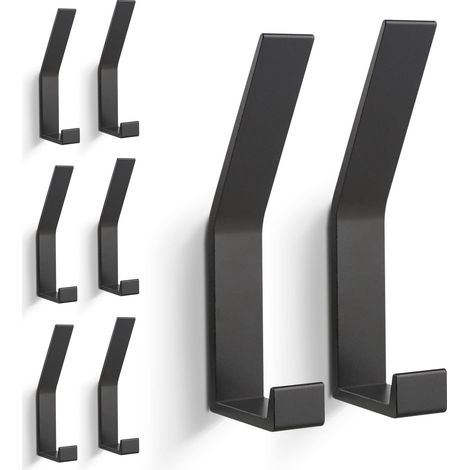 8 PCs Patères, Porte Manteau Mural (Vis Invisibles), Crochet Moderne pour Vestes, Manteaux, Vêtements, écharpes, Sacs à Main et Plus (Noir) Noir - (1/5)