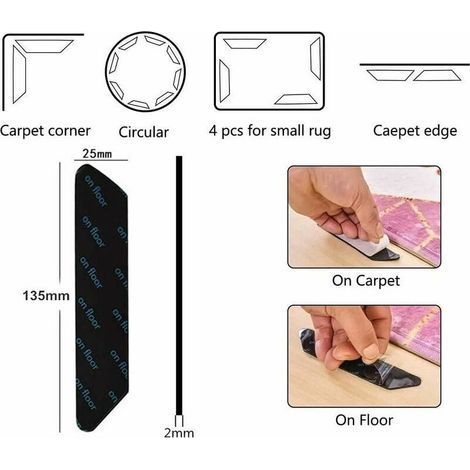 24 Pcs Anti Derapant Tapis, sous Tapis antiderapant, Anti Glisse Tapis, Anti-dérapant Tapis Auto-adhésif, Tapis Grippers Autocollant, pour Cuisine/Salle de Bain/Bureau (1/4)