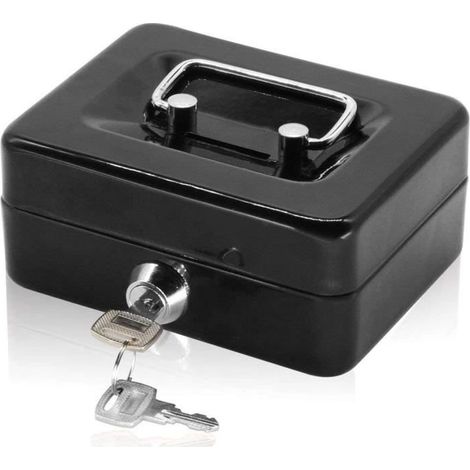 Caisse à clé portative en métal à double couche - S - Noir (1/3)