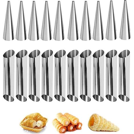 Molde para croissants (20 piezas), antiadherente, de acero inoxidable, para hornear croissants, conos de helado y pasteles daneses. (1/5)