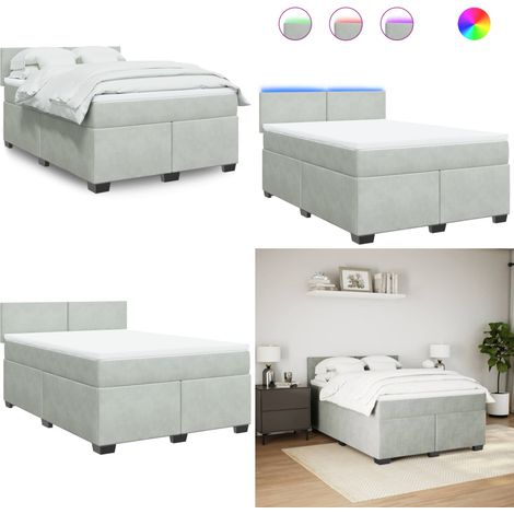 Boxspringbett mit Matratze Hellgrau 140x190 cm Samt - Boxspringbett - Doppelbett - Samtbett - Luxusbett - Schlafzimmermöbel - Home & Living (1/5)