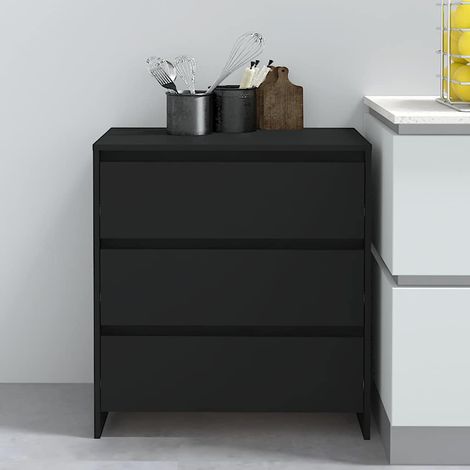 Buffet - Armoire de rangement Enfilade Noir 70x41x75 cm Aggloméré BV992718 - BonneVie (1/5)