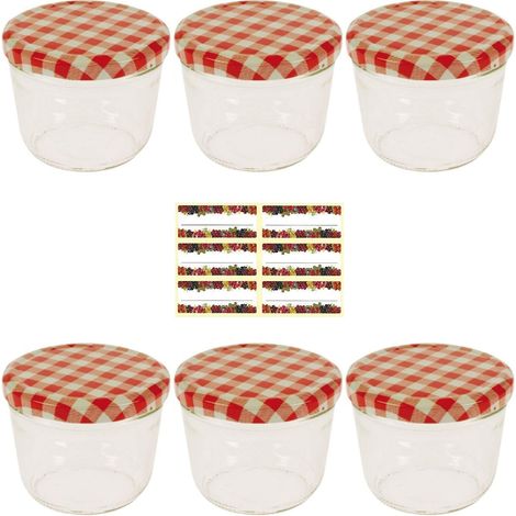 Viva Haushaltswaren, Set di 6 barattoli in Vetro per marmellata, incl. Etichette, 230 ml (1/2)