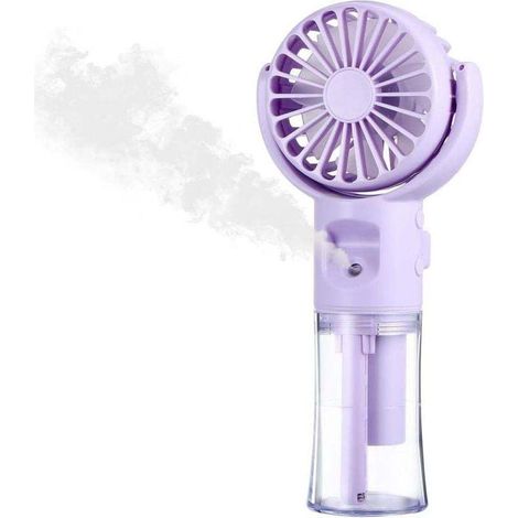 Tragbarer Sprühventilator, Mini-Ventilator mit Akku, 4 Geschwindigkeitsstufen, USB-Ventilator, Reiseaccessoire für Outdoor, Büro, Camping (Lila) (1/4)