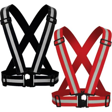 Gilet de sécurité à sangle réfléchissante - Lot de 2 gilets de course réfléchissants réglables haute visibilité pour femmes et hommes la nuit